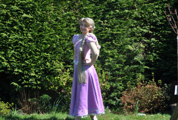 Tower Princess with long braid and purple dress